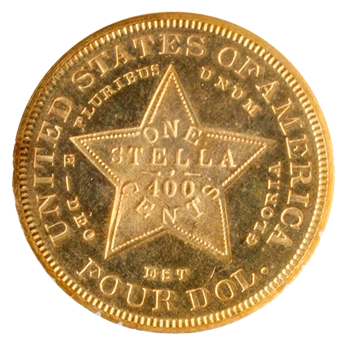 1879 $4 Flowing Hair Stella NGC PR64 CAC