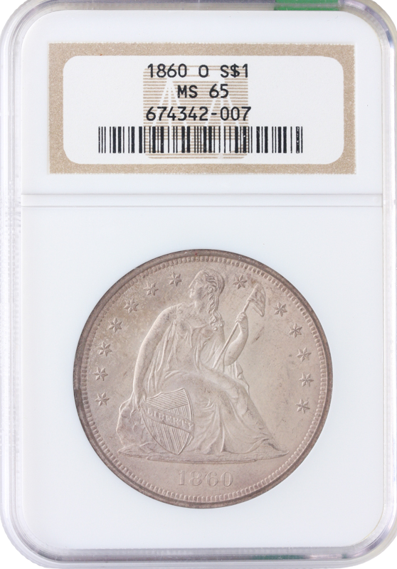 1860-O Seated Liberty $1 NGC MS65