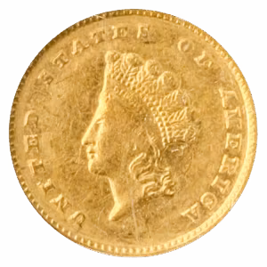 1855-C $1 Gold Type II NGC AU50