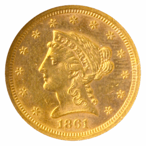 1861-S $2.50 Liberty NGC MS60