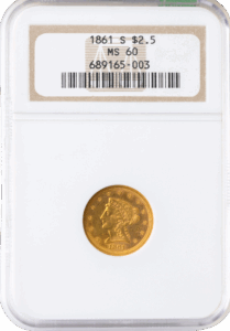 1861-S $2.50 Liberty NGC MS60