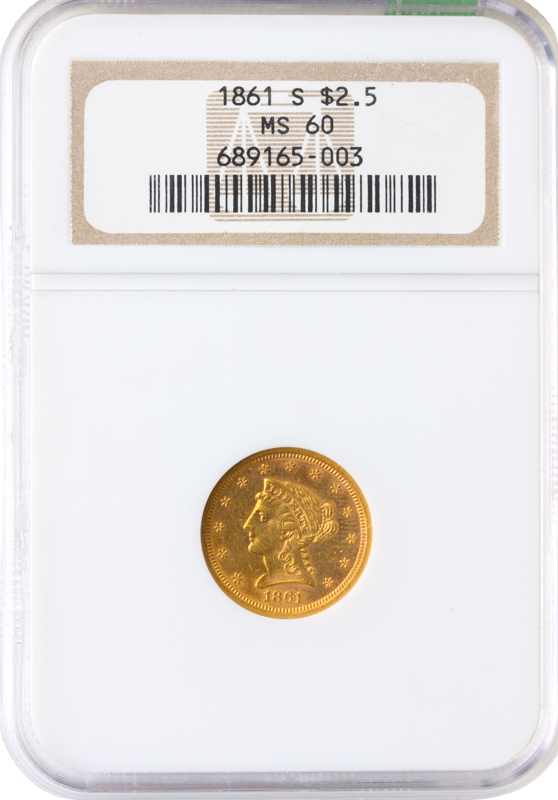 1861-S $2.50 Liberty NGC MS60