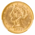 1881/O $5 Liberty CACG MS63
