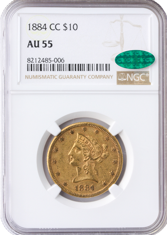 1884-CC $10 Liberty NGC AU55 CAC