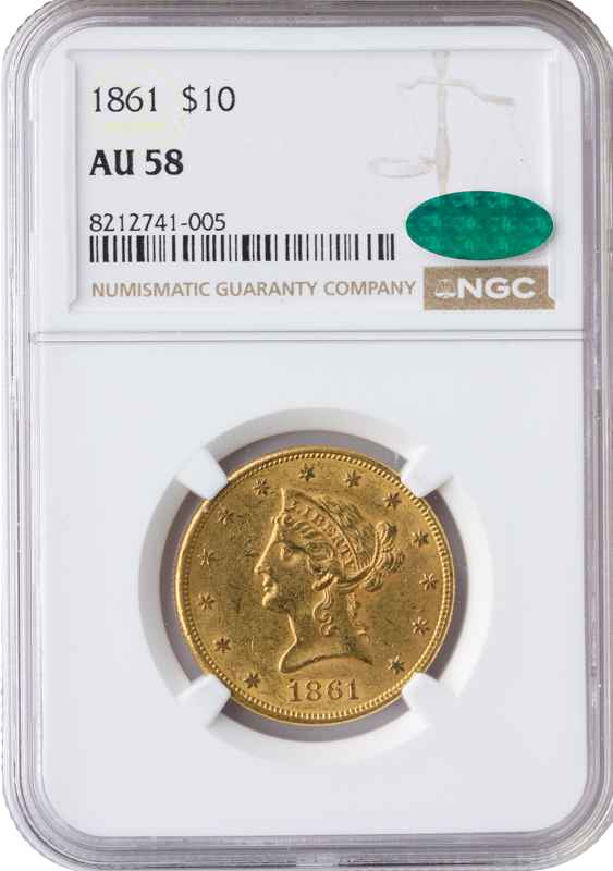 1861 $10 Liberty NGC AU58 CAC