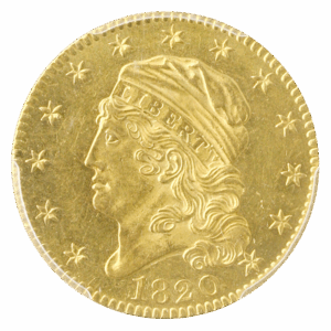 1820 $5 Capped Bust Square Base 2 PCGS MS63 CAC +