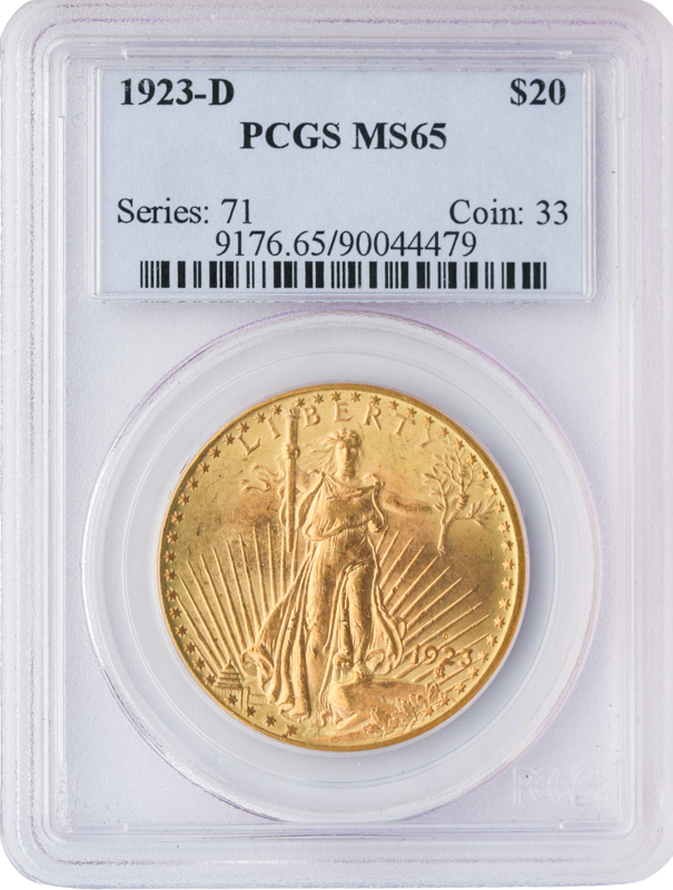 1923-D $20 Saint Gaudens PCGS MS65 1923-D $20 Saint Gaudens PCGS MS65
