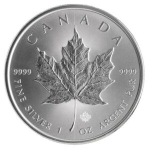 2014 Canadian Silver Maple Leaf coin showing radial line background and micro-engraved security maple leaf.