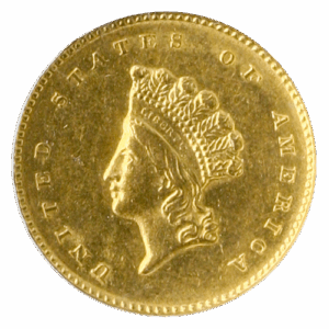 1855-O Gold $1 Type II NGC MS61