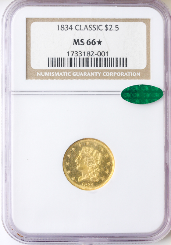 1834 $2.50 Classic NGC MS66 CAC 1834 $2.50 Classic NGC MS66 CAC