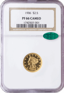 1906 $2.50 Liberty NGC PR66 Cameo CAC