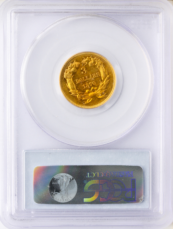 1870 $3 Indian Princess PCGS AU58 CAC 1870 $3 Indian Princess PCGS AU58 CAC