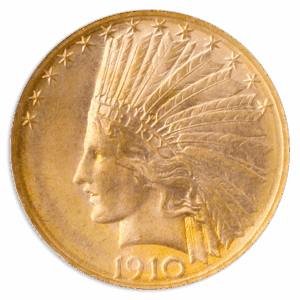 1910-D $10 Indian NGC MS65