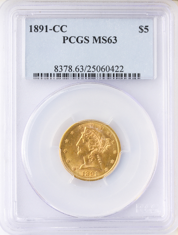 1891-CC $5 Liberty PCGS MS63 1891-CC $5 Liberty PCGS MS63