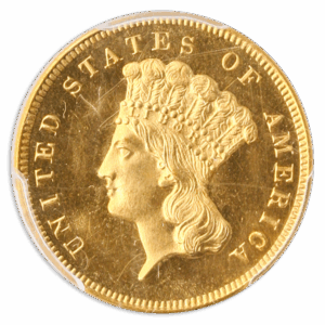 1860 $3 Indian Princess  PCGS PR64 Cameo CAC