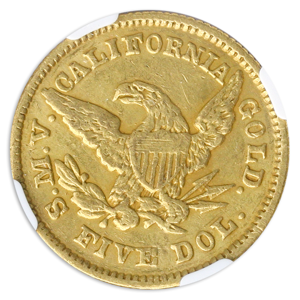 1850 $5 Moffat NGC AU5 CAC 1850 $5 Moffat NGC AU5 CAC