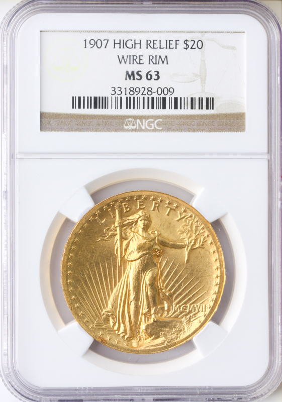 1907 $20 Saint Gaudens High Relief Wire Edge NGC MS63 1907 $20 Saint Gaudens High Relief Wire Edge NGC MS63