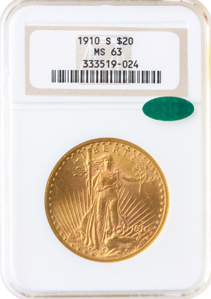 1910-S $20 ST GAUDENS NGC MS63 1910-S $20 ST GAUDENS NGC MS63