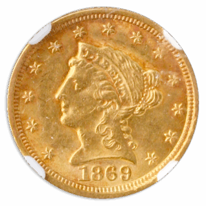 1869-S $2.50 Liberty NGC MS61 CAC 1869-S $2.50 Liberty NGC MS61 CAC