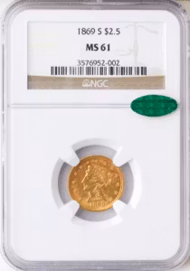 1869-S $2.50 Liberty NGC MS61 CAC