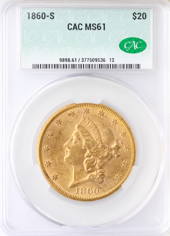 1860-S $20 Liberty CACG MS61 1860-S $20 Liberty CACG MS61