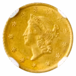 1851-O $1 Gold NGC MS62 CAC