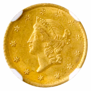 1851-O $1 Gold NGC MS62 CAC