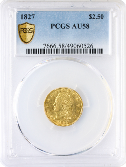 1827 $2.50 Capped Bust PCGS AU58 1827 $2.50 Capped Bust PCGS AU58