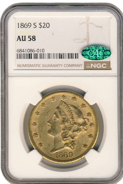 $20 LIBERTY 1869-S NGC