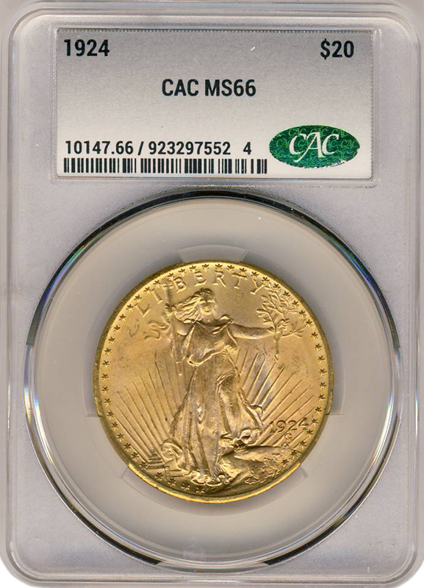 1924 $20 Saint Gaudens CACG MS66 1924 $20 Saint Gaudens CACG MS66