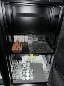 Precious metals neatly stacked in a fire-resistant safe for secure storage