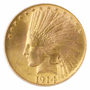 1914-D $10 INDIAN PCGS  MS65 CAC