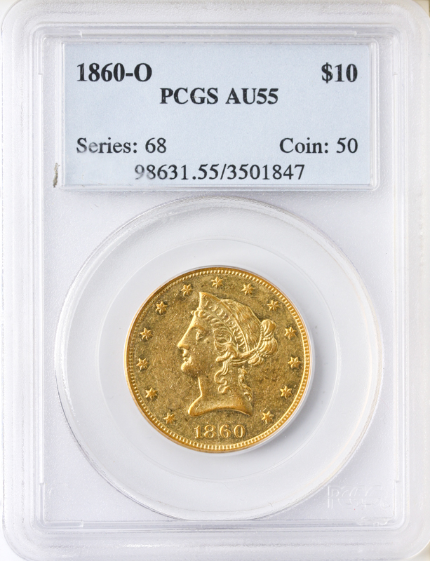 1860-O $10 Liberty PCGS AU55