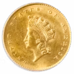 1854 $1 Gold TY2 PCGS MS61