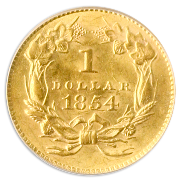 1854 $1 Gold TY2 PCGS MS61 1854 $1 Gold TY2 PCGS MS61