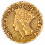 1870 $3 Gold PCGS AU55
