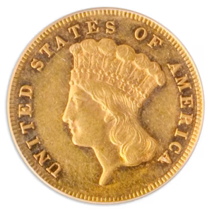 1870 $3 Gold PCGS AU55