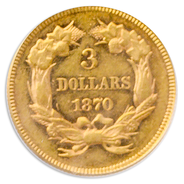 1870 $3 Gold PCGS AU55
