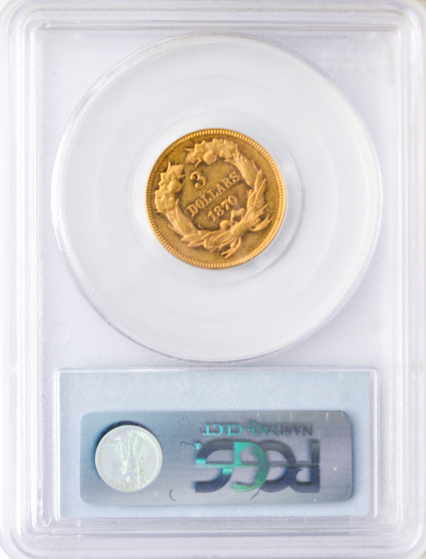 1870 $3 Gold PCGS AU55