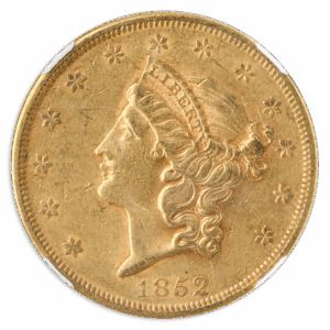 1852 $20 Liberty NGC AU53 CAC