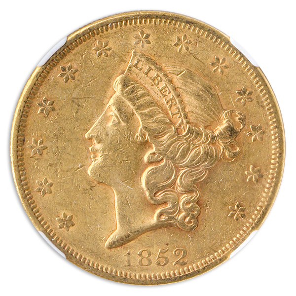 1852 $20 Liberty NGC AU53 CAC 1852 $20 Liberty NGC AU53 CAC