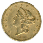 1858-S $20 Liberty NGC AU50 CAC