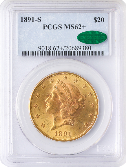 1891-S $20 Liberty PCGS MS62 CAC +