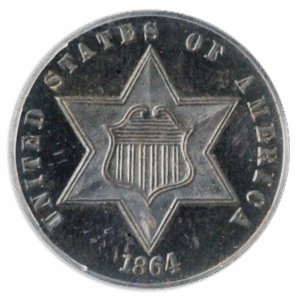 1864 3 Cent Silver PCGS PR66 CAC CAMEO