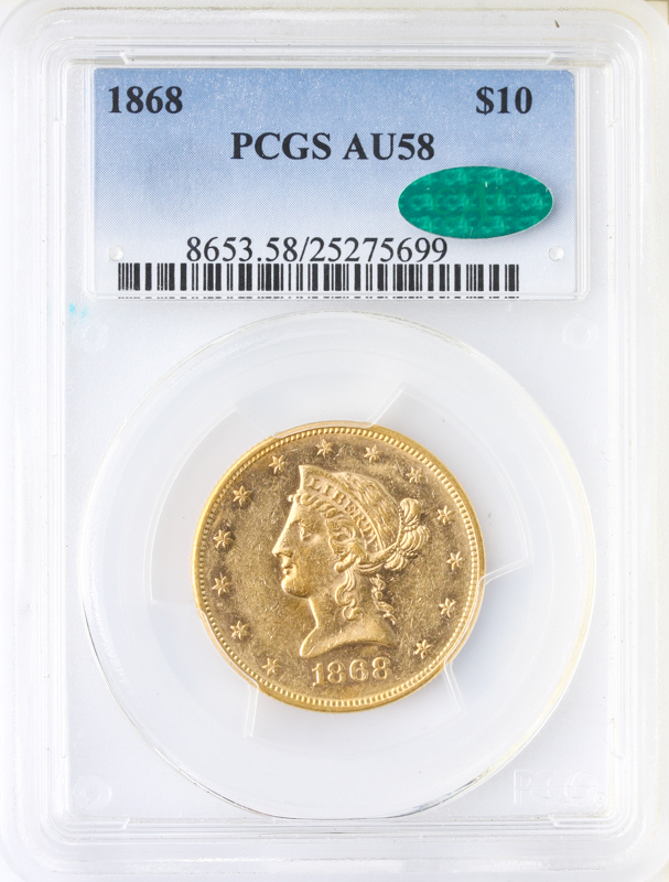1868 $10 Liberty PCGS AU58 CAC