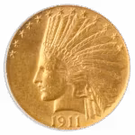1911 $10 Indian AU58