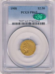 1908 $2.50 Indian PCGS PR65 CAC