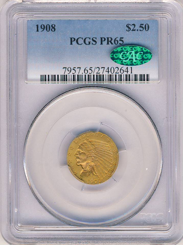 1908 $2.50 Indian PCGS PR65 CAC
