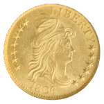 1806 $5 Draped Bust Knobbed 6 7×6 Stars NGC MS63 CAC