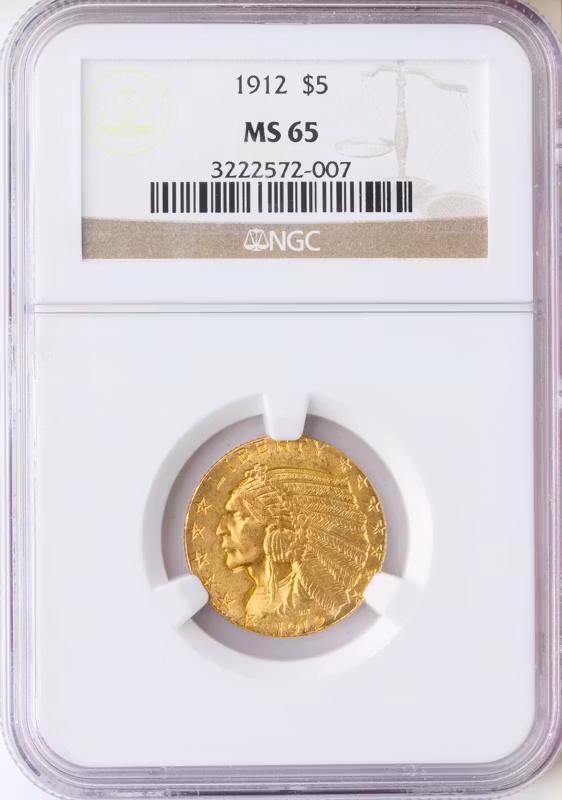 1912 $5 Indian NGC MS65 1912 $5 Indian NGC MS65